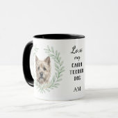 Eukalyptus-Kranz Cairn Terrier Hund Monogramm Tasse (Vorderseite Links)