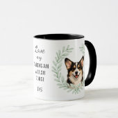 Eukalyptus-Kranz Cardigan Welsh Corgi Monogramm Tasse (VorderseiteRechts)