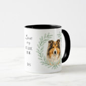 Eukalyptus-Kranz Collie-Hund-Monogramm Tasse (VorderseiteRechts)