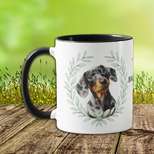 Eukalyptus-Kranz-Dachshund-Hund-Monogramm Tasse