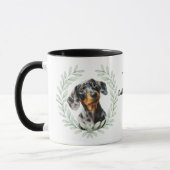 Eukalyptus-Kranz-Dachshund-Hund-Monogramm Tasse (Links)