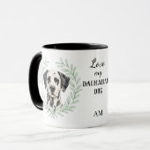Eukalyptus-Kranz-Dalmatiner-Hund-Monogramm Tasse (Vorderseite Links)