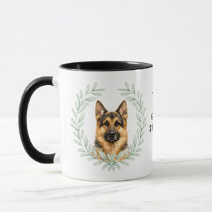 Eukalyptus-Kranz Deutscher Schäferhund Monogramm Tasse