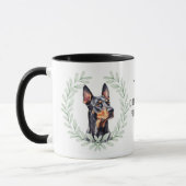 Eukalyptus-Kranz Dobermann Pinscher Hund Monogramm Tasse (Links)
