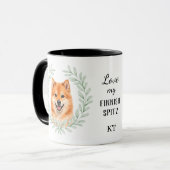 Eukalyptus-Kranz Finnischer Spitz Monogramm Tasse (Vorderseite Links)