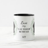 Eukalyptus-Kranz Flat Coated Retriever Monogramm Tasse (Zentrum)