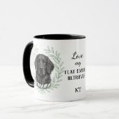 Eukalyptus-Kranz Flat Coated Retriever Monogramm Tasse (Vorderseite Links)