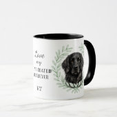Eukalyptus-Kranz Flat Coated Retriever Monogramm Tasse (VorderseiteRechts)