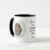 Eukalyptus-Kranz Gordon Setter Hund Monogramm Tasse (Vorderseite Links)
