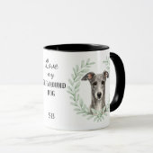 Eukalyptus-Kranz-Greyhound-Hund-Monogramm Tasse (VorderseiteRechts)