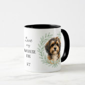 Eukalyptus-Kranz Havanese-Hund Monogramm Tasse (VorderseiteRechts)