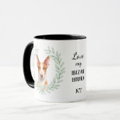 Eukalyptus-Kranz Ibizanhound Monogramm Tasse (Vorderseite Links)