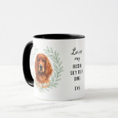 Eukalyptus-Kranz Irischer Setter Hund Monogramm Tasse (Vorderseite Links)