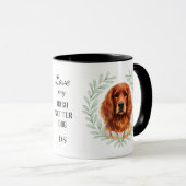 Eukalyptus-Kranz Irischer Setter Hund Monogramm Tasse (VorderseiteRechts)
