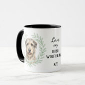 Eukalyptus-Kranz Irischer Wolfshund Monogramm Tasse (Vorderseite Links)
