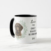 Eukalyptus-Kranz Lockenhaar-Retriever-Monogramm Tasse (Vorderseite Links)