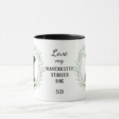 Eukalyptus-Kranz Manchester Terrier Monogramm Tasse (Zentrum)