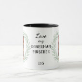 Eukalyptus-Kranz Roter Dobermann-Pinscher-Monogram Tasse (Zentrum)
