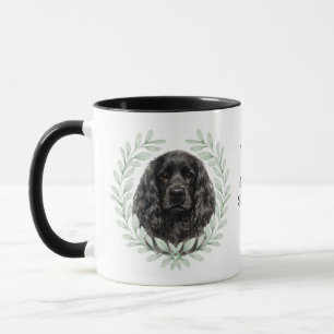 Eukalyptus-Kranz-Schwarzer-Cocker-Spaniel-Monogram Tasse