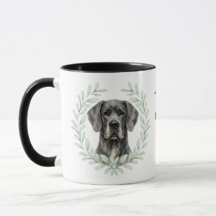Eukalyptus-Kranz Schwarzer Great Dane Hund Monogra Tasse