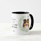 Eukalyptus-Kranz Shetland Sheepdog Monogramm Tasse (VorderseiteRechts)