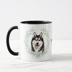 Eukalyptus-Kranz Siberian Husky Hund Monogramm Tasse