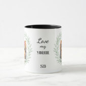 Eukalyptus-Kranz Yorkshire Terrier Hund Monogramm Tasse (Zentrum)