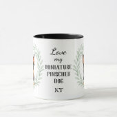 Eukalyptus-Kranz-Zwergpinscher-Monogramm Tasse (Zentrum)