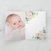 Eukalyptus-Kreuz Foto taufen Dankeskarte (Innenseite)