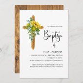 Eukalyptus-Kreuz-Taufe Einladung (Vorne/Hinten)