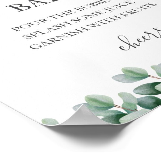 Eukalyptus l Greenery Wedding Mimosa Sign Poster (Ecke)