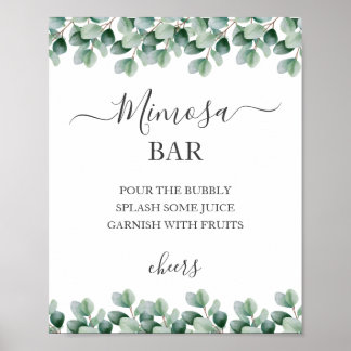 Eukalyptus l Greenery Wedding Mimosa Sign Poster