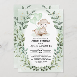 Eukalyptus Lamb Baby Sheep Christening Taufe Einladung