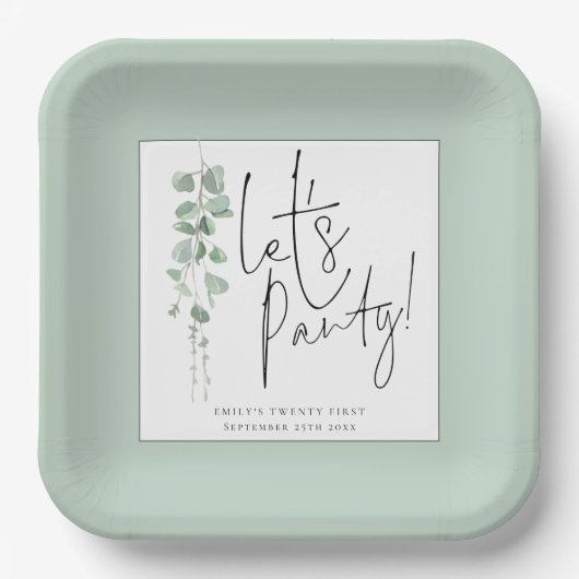 Eukalyptus Lasse Party Script Name 21. Party Pappteller (Vorderseite)