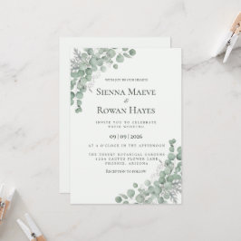 Eukalyptus-Laub Dusty Miller Botanische Hochzeit Einladung