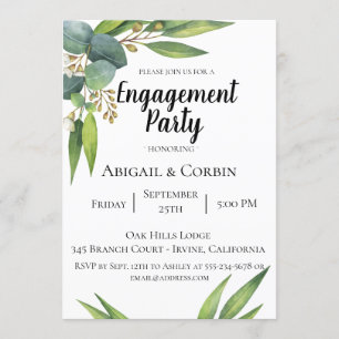 Eukalyptus-Laub-Verlobungs-Party Einladung