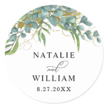 Eukalyptus Laurel Wedding Envelope Sticker