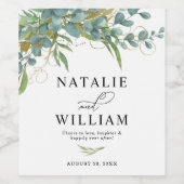 Eukalyptus & Laurels Wedding Wine Label Weinetikett (Einzelnes Label)