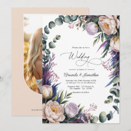 Eukalyptus-, Lavendel- & Champagner-Hochzeit mit r Einladung