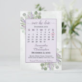 Eukalyptus-Lavendel-Kalender Lila Hochzeit Save The Date (Stehend Vorderseite)