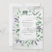 Eukalyptus-Lavendel-Rustikal-QR-Code-RSVP-Hochzeit Einladung (Vorderseite)
