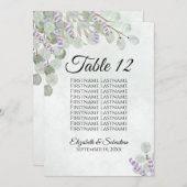 Eukalyptus & Lavender 10 Name Table Card Groß (Vorne/Hinten)