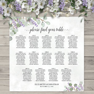 Eukalyptus Lavender 14 Table Wedding Seating Chart Poster
