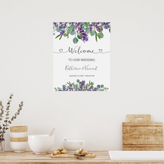 Eukalyptus Lavender Blume Begrüßungszeichen Poster (Küche)