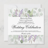 Eukalyptus & Lavender Boho Chic Wedding Einladung (Vorderseite)