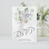 Eukalyptus & Lavender Bouquet Elegant Boho Wedding RSVP Karte (Stehend Vorderseite)