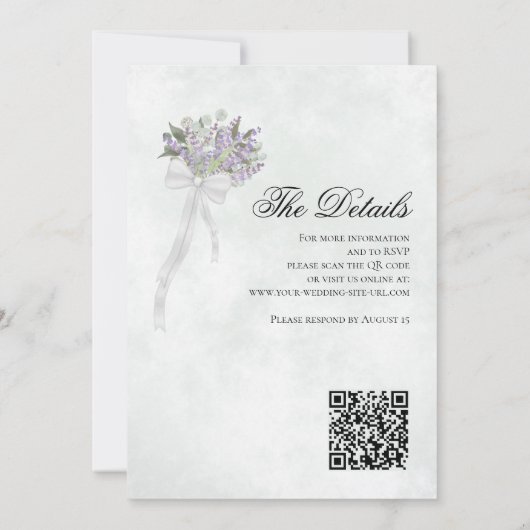 Eukalyptus & Lavender Bouquet QR Code Wedding Einladung (Rückseite)