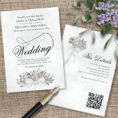 Eukalyptus & Lavender Bouquet QR Code Wedding Einladung