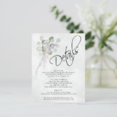 Eukalyptus & Lavender Bouquet Wedding Details Begleitkarte (Stehend Vorderseite)
