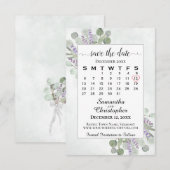 Eukalyptus lavender Calendar White Wedding Save The Date (Vorne/Hinten)